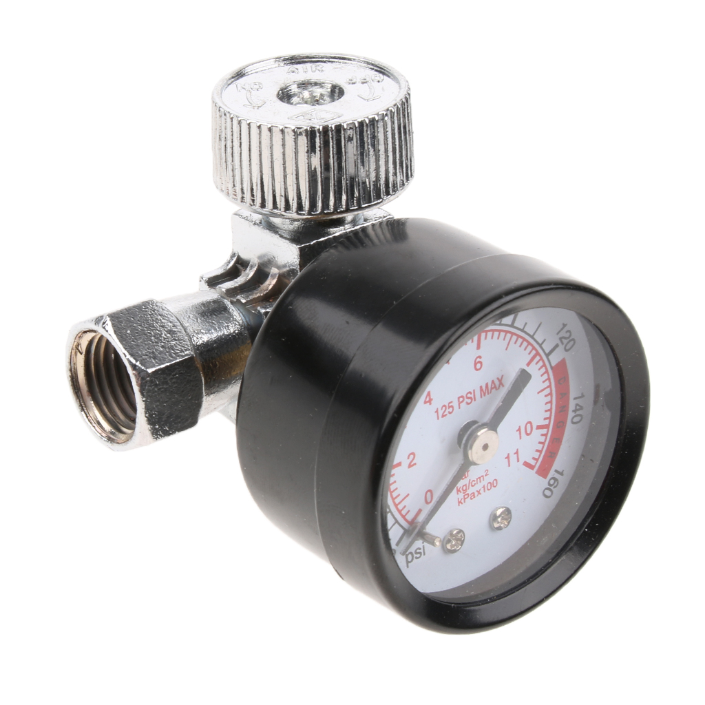 Air Compressor Mini - วาล์วควบคุมลมขนาดเล็ก ปรับแรงดันลมได้ พร้อมเกจวัดแรงดันลม สำหรับปืนพ่นสี วัสดุอัลลอยด์ ขนาด