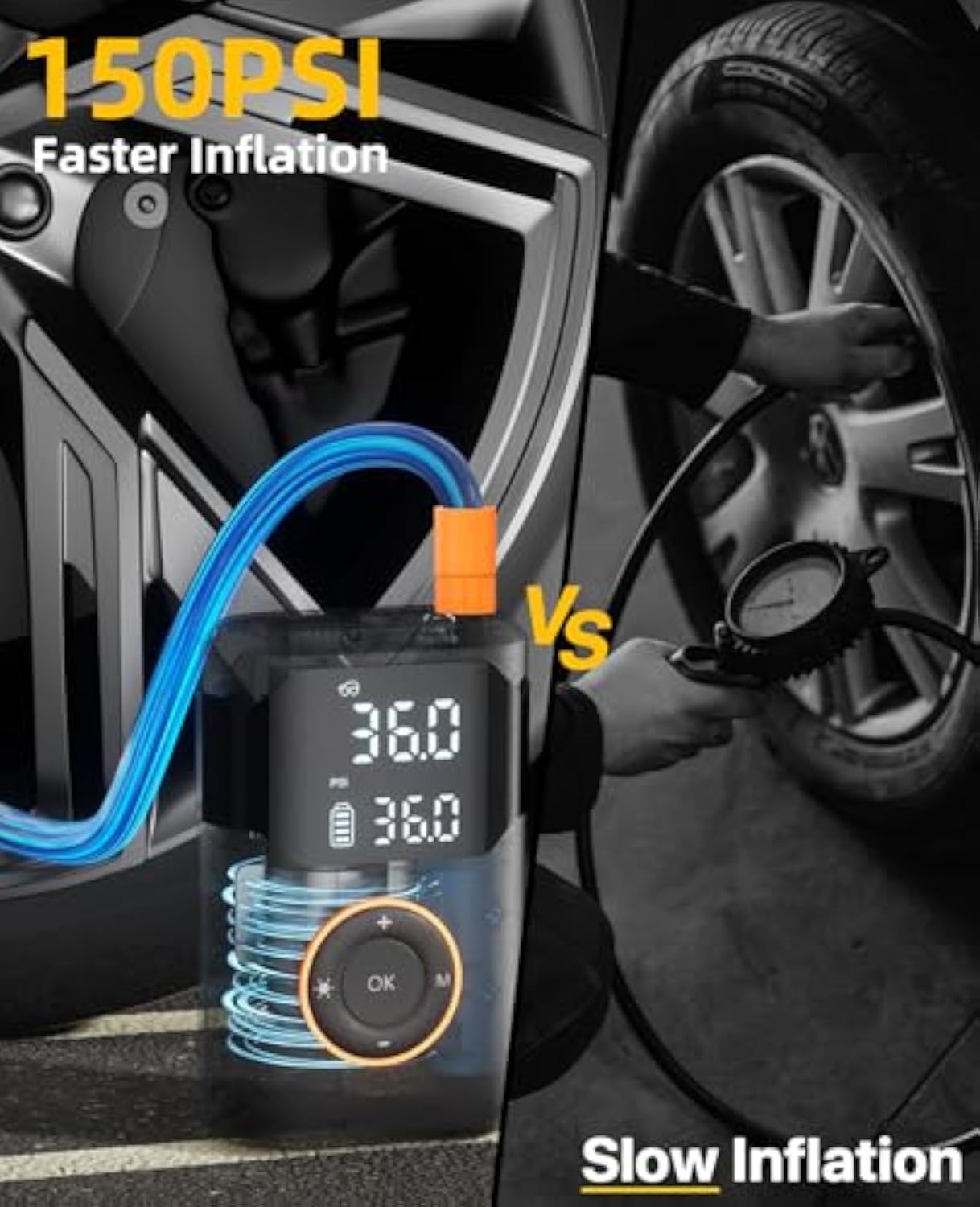 เครื่องสูบลมยางรถยนต์แบบพกพาไร - Air Compressor Mini บทวิจารณ์และราคา